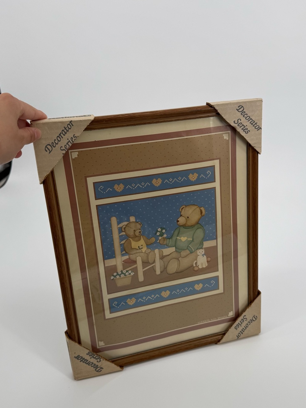 Vintage Blue and Brown Teddy Bear Wall Art